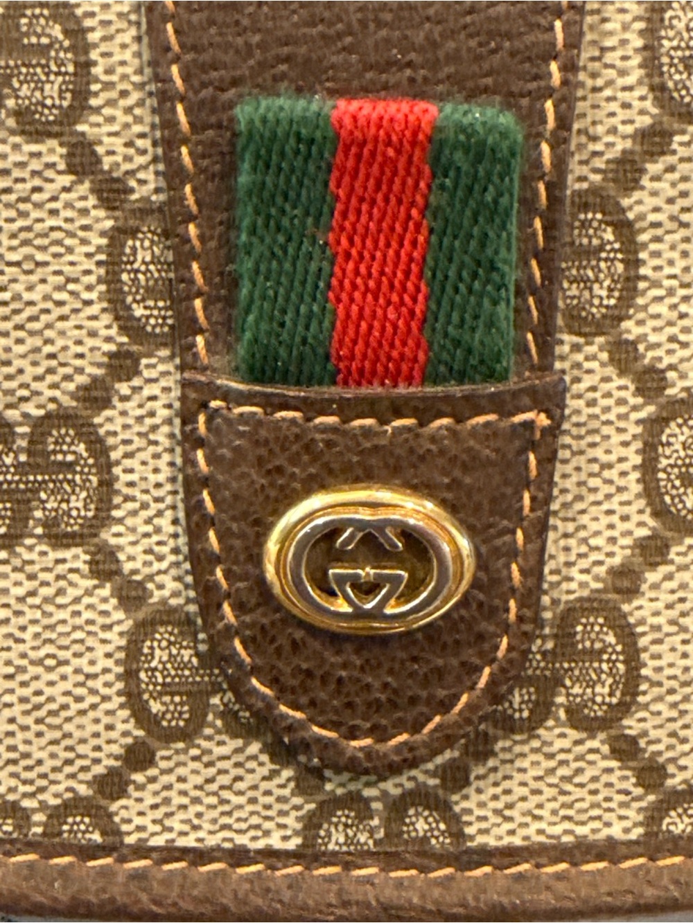 Vintage Gucci GG Supreme Monogram Web Clutch Bag Brown Canvas Leather Crossbody - Picture 6 of 14